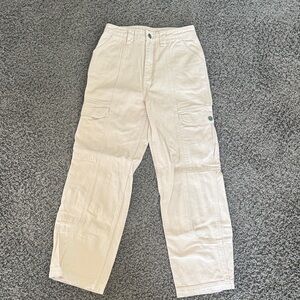 Billabong “Wall to Wall” Antique White Denim Cargo Pants Size 25